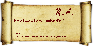 Maximovics Ambró névjegykártya